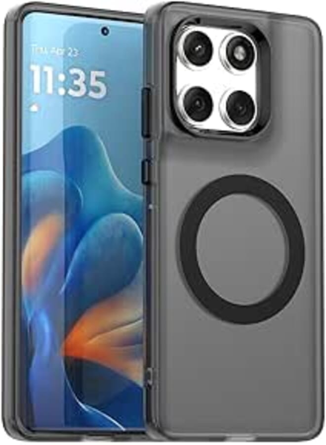 fascination magnetic phone case cover compatible with motorola moto edge 60 fusion/edge 60 Candy PC Hybrid TPU Shockproof Phone Case for moto edge 60 fusion/edge 60 (Black)